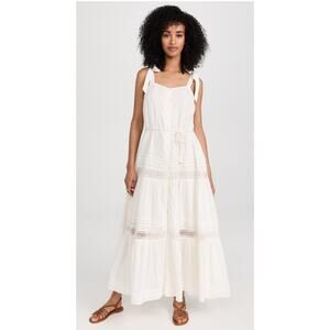 Cleobella Ambrosia Ivory Tiered Organic Cotton MAXI Dress - Size Small, NWT